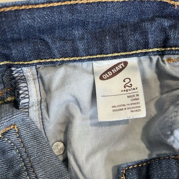 Old Navy Jeans Womens Sz 2 VTG The SweetHeart Dark Wash 99% Cotton Normcore Cute - Picture 6 of 12